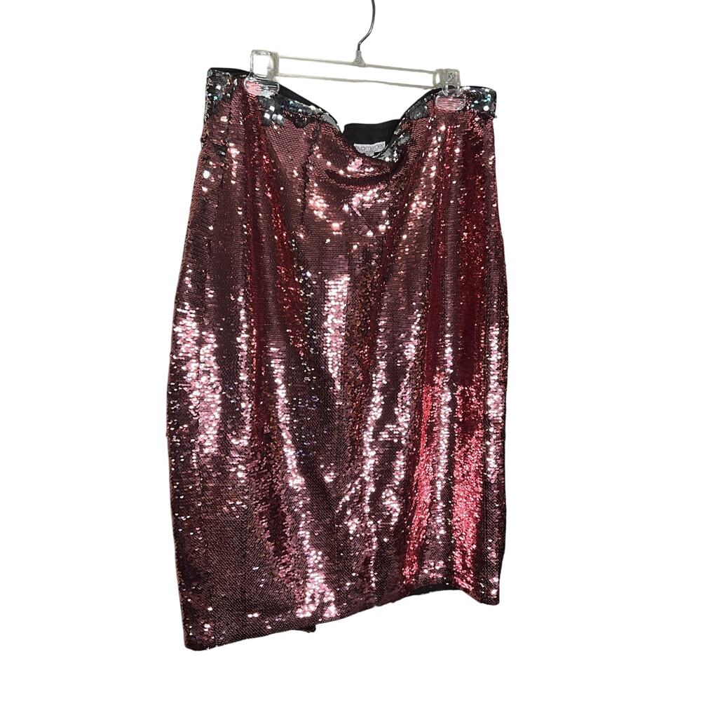 Eva‎ Mendes by New York & Company Sequin Skirt Zipper Back Pink Womens Sz XL NWT